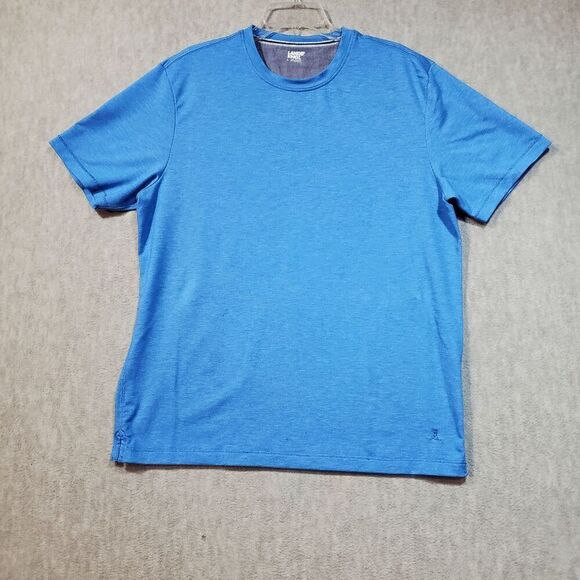 Lands End Shirt Men Large Blue Performance Serious Sweats Crew Neck Pullover Tee - Picture 1 of 10